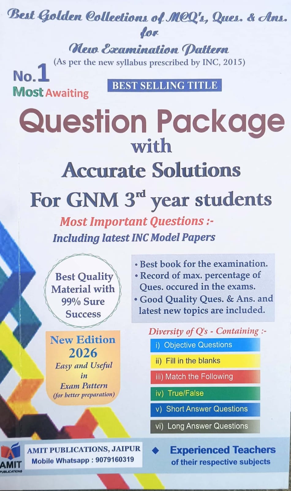 Amit Publication GNM 3rd Year Question Package 8th Edition 2026 With Accurate Solutions For Third Year
