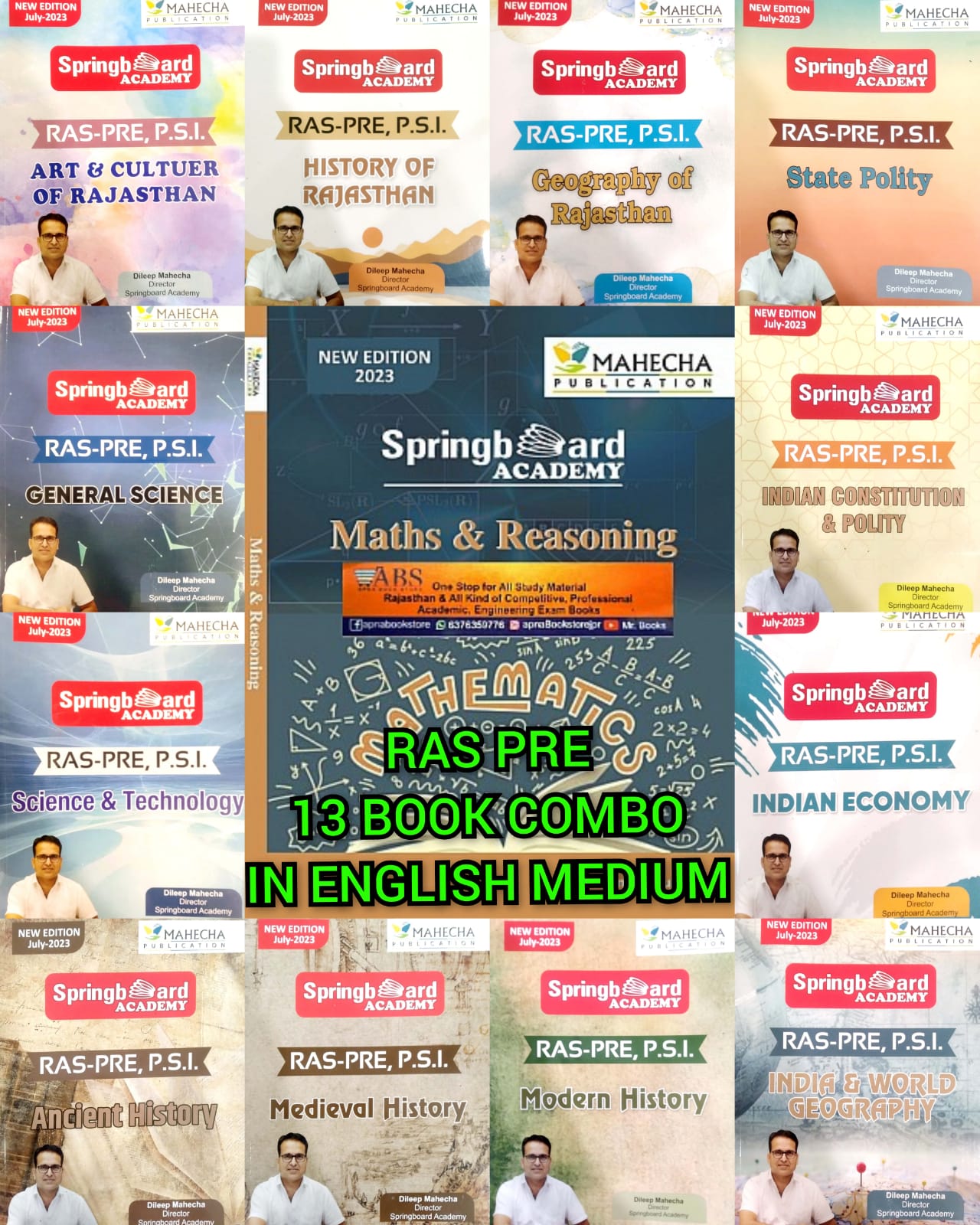 Mahecha Springboard Academy RAS PRE Hand Written Note 13 Books Combo July 2023 Edition In English Medium