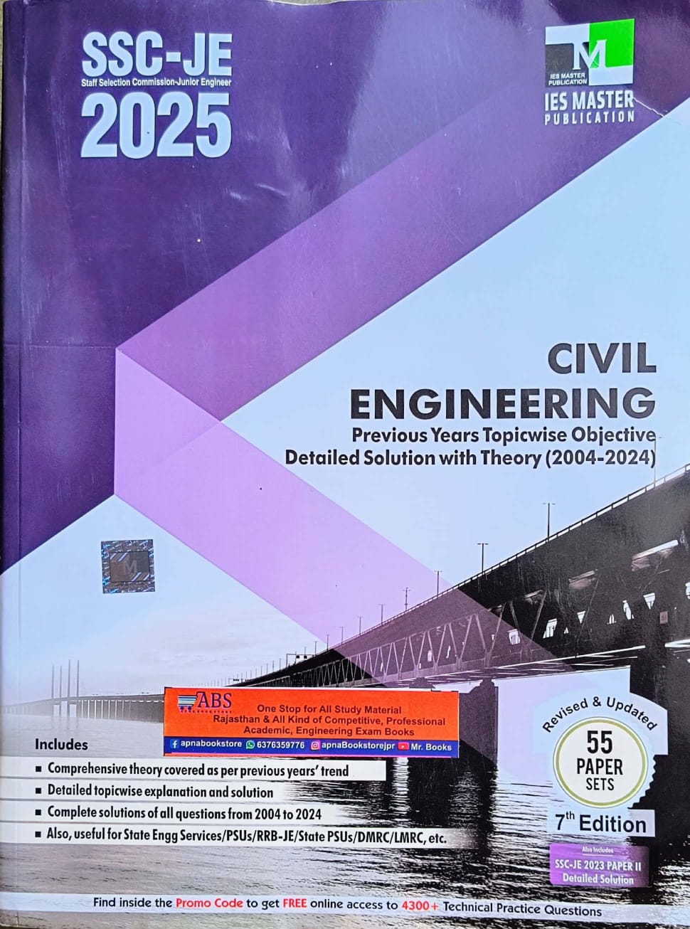 IES Master SSC-JE 2025 Civil Engineering Previous Year Topicwise Objective Detailed Solution With Theory 2004-2024 Updated 7th Edition 55 Paper Sets