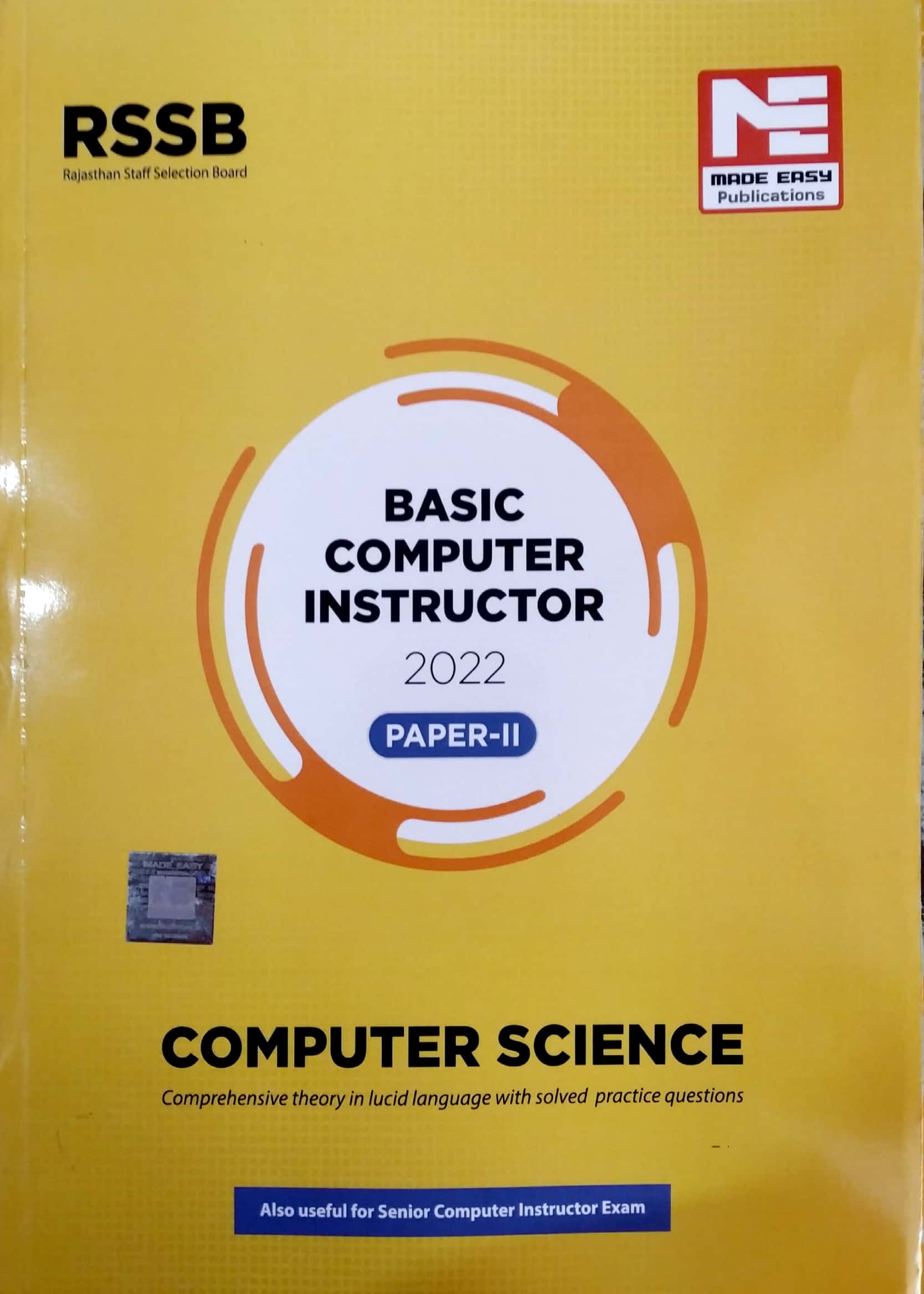 Made Easy Basic Computer Instructor 2022 Paper 2nd Computer Science Also Useful for senior computer instructor exam English Medium