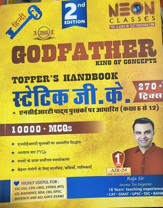 Neon Classes Godfathers Toppers handbook Statics G.K 10000+ MCQ  2nd Edition 2025 By Raja sir 