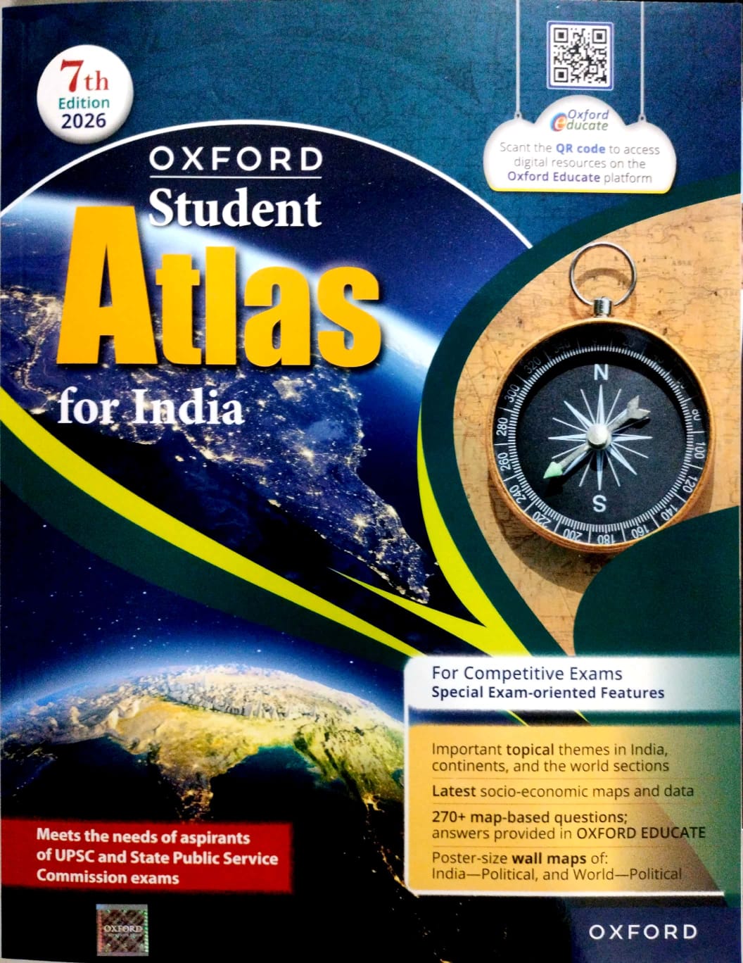 Oxford Student Atlas For India 7th Edition 2026 In English Medium For All Competitive Exams