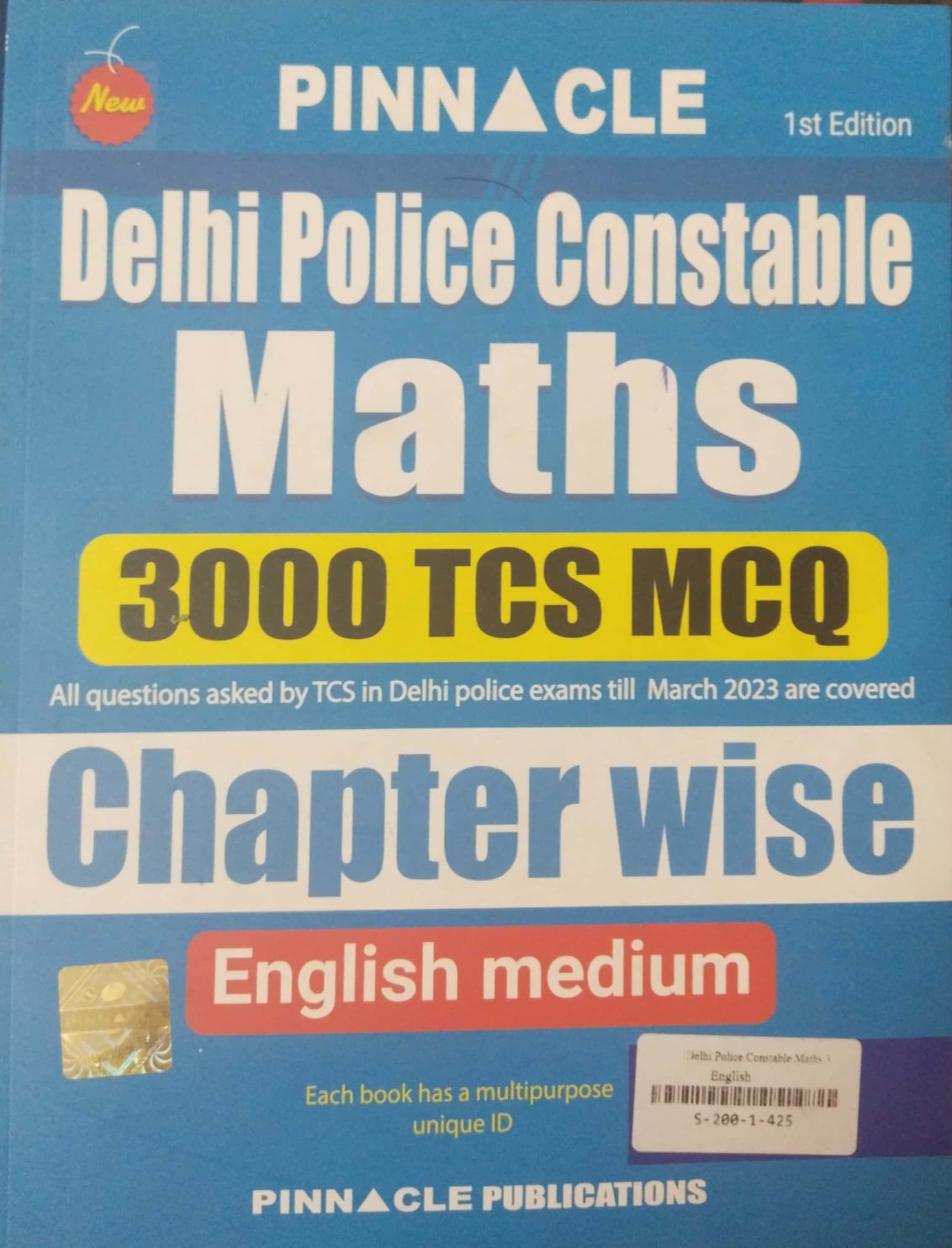 Pinnacle Delhi Police Constable Maths 3000 TCS MCQ Chapter Wise English Medium 1st Edition