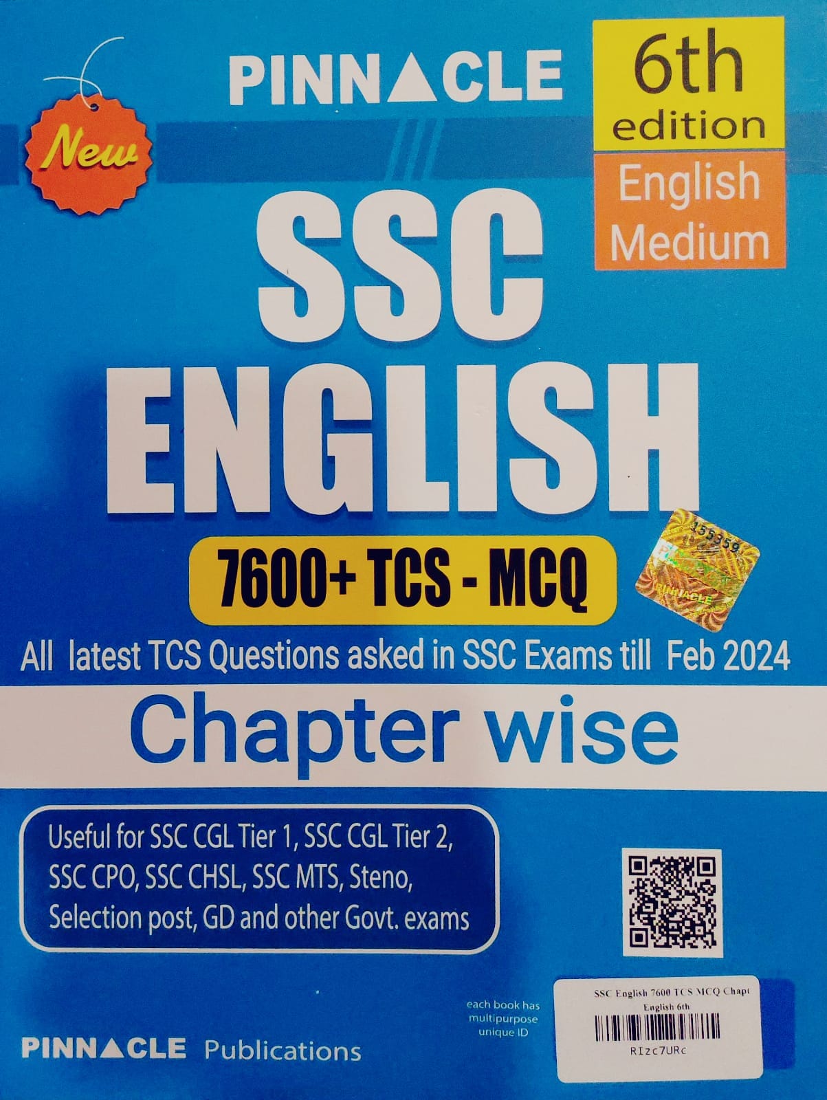 Pinnacle SSC English 7600+ TCS MCQ Till 6th Edition