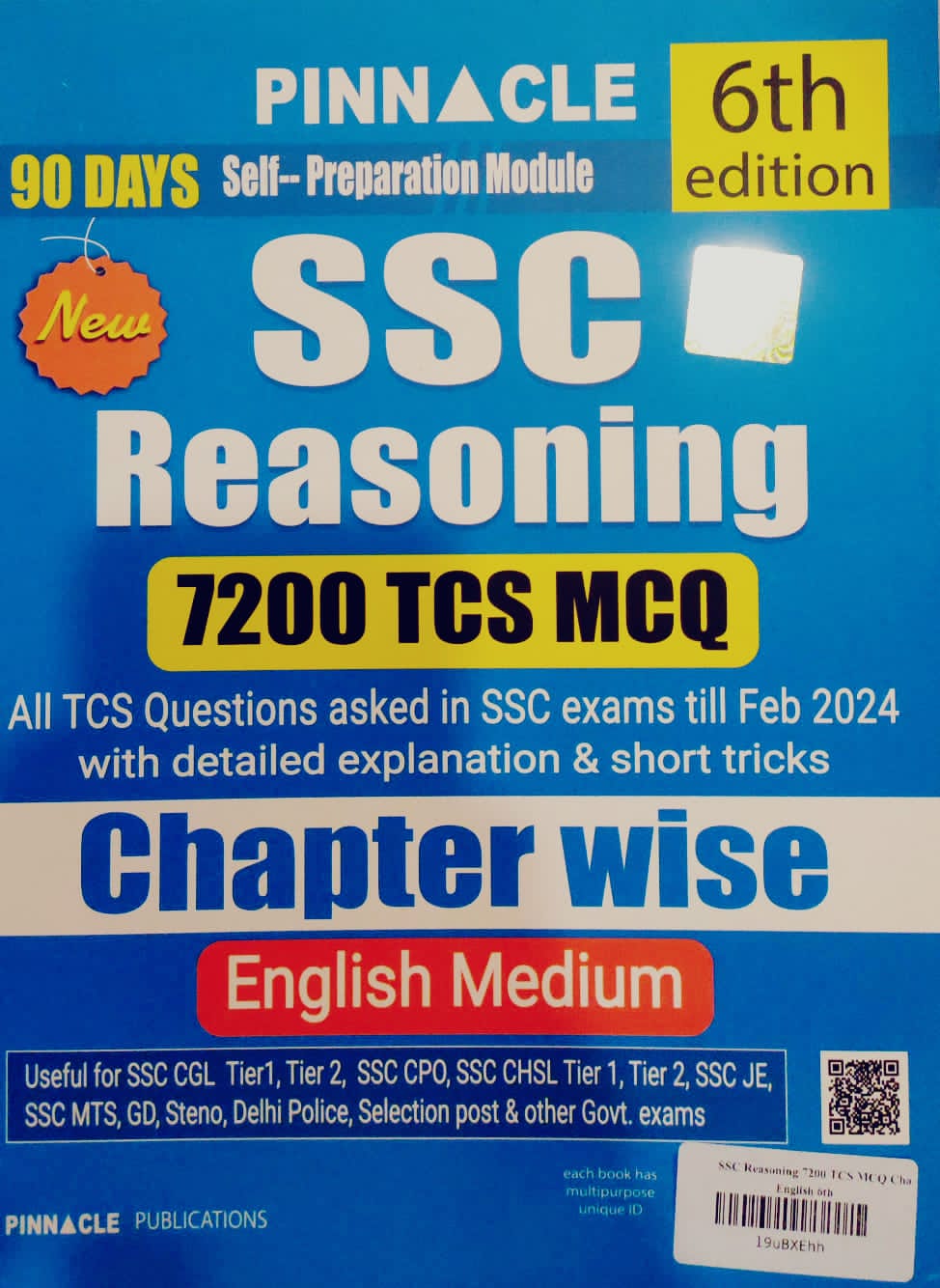 Pinnacle SSC Reasoning 7200 TCS MCQ Chapterwise English Medium 6th Edition