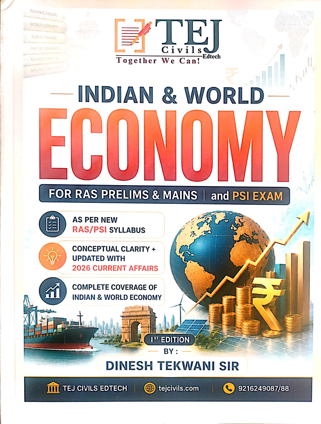 Tej Civils Indian And World Economy For Ras Pre And Mains PSI Exam English Medium May 2026 Edition By Dinesh Tekwani Sir